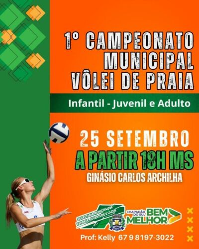 Imagem da notícia Chapadão do Sul inicia nesta quinta-feira Campeonato Municipal de Vôlei de Praia